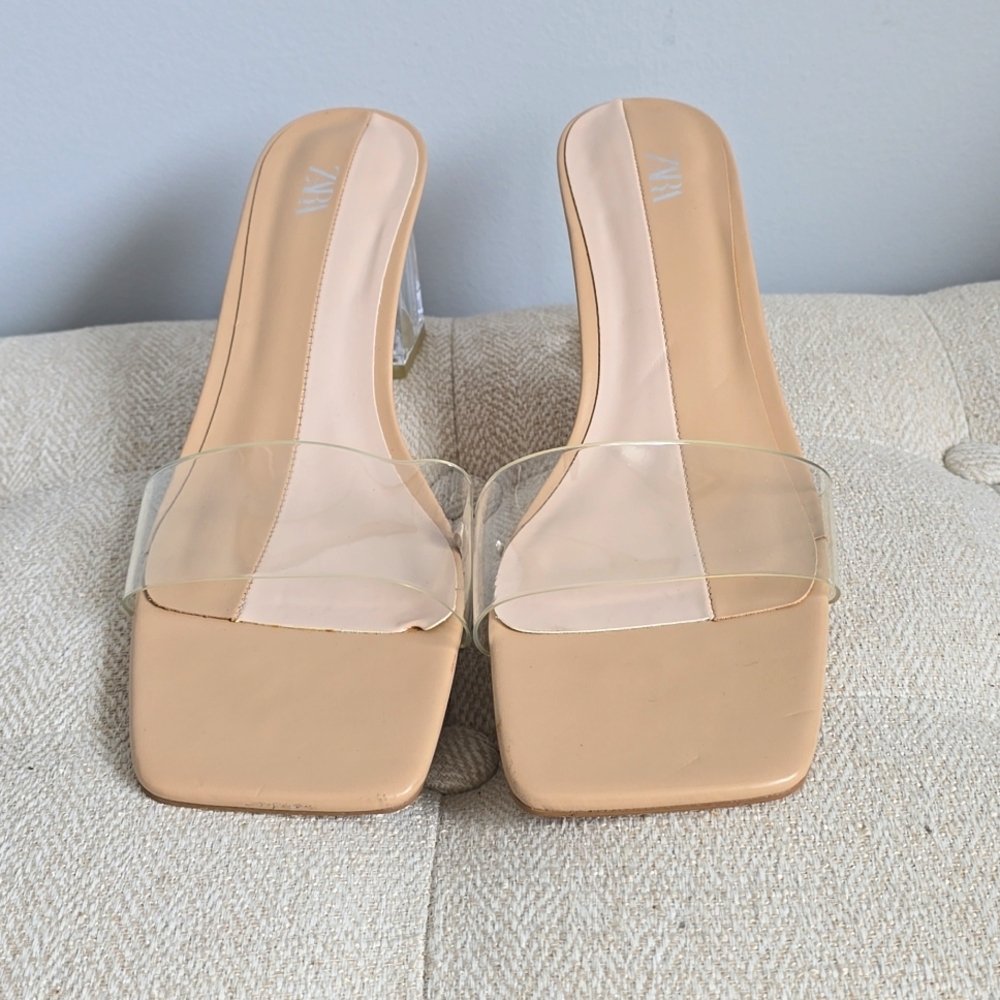 Zara Nude Sandals with Clear Strap